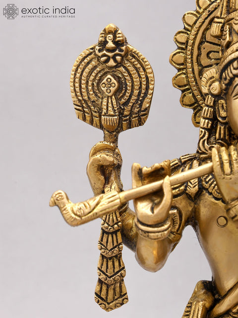 14" Four Armed Venugopal Krishna | Brass Idol