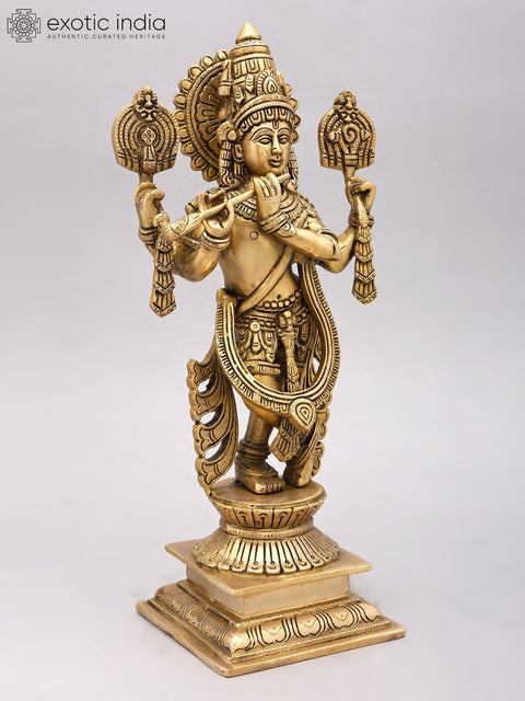 14" Four Armed Venugopal Krishna | Brass Idol