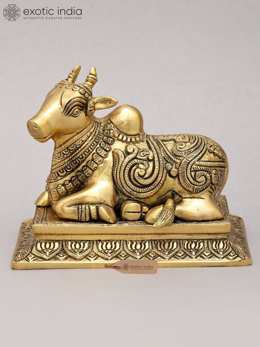 7" Nandi Brass Idol - Vahana of Lord Shiva