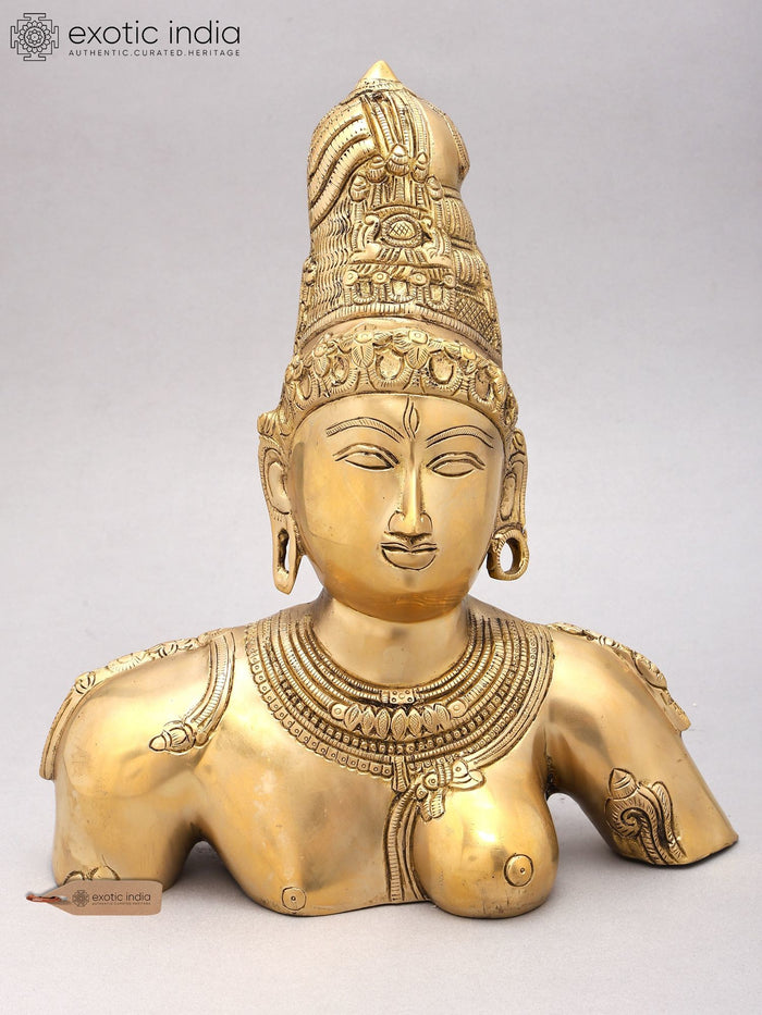 12" Ardhanarishvara Bust (Shiva-Shakti) | Brass Idol