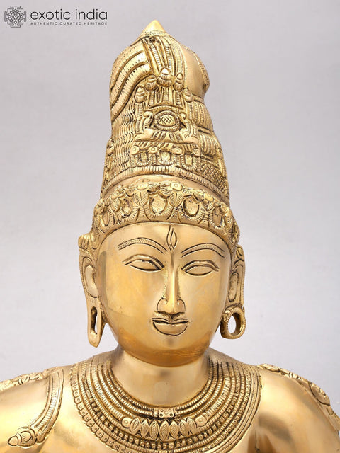 12" Ardhanarishvara Bust (Shiva-Shakti) | Brass Idol