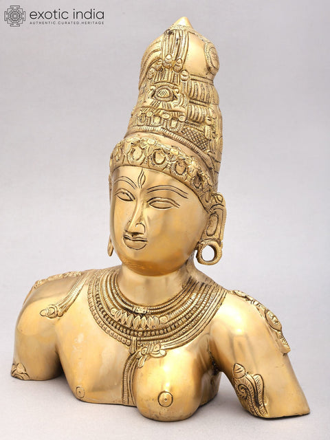 12" Ardhanarishvara Bust (Shiva-Shakti) | Brass Idol