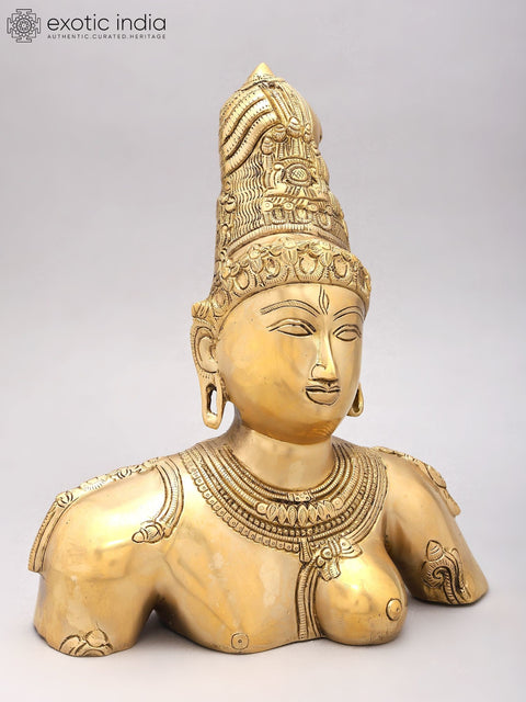 12" Ardhanarishvara Bust (Shiva-Shakti) | Brass Idol