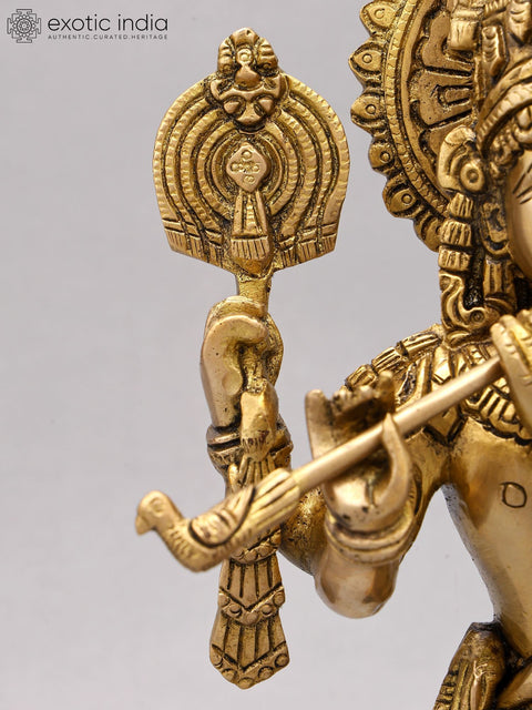 13" Four Armed Venugopal Krishna | Brass Statue