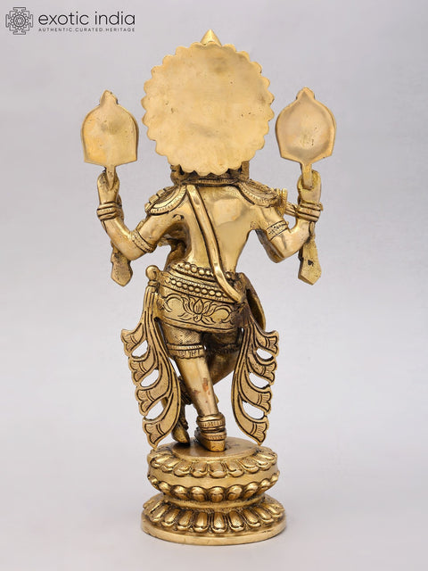 13" Four Armed Venugopal Krishna | Brass Statue