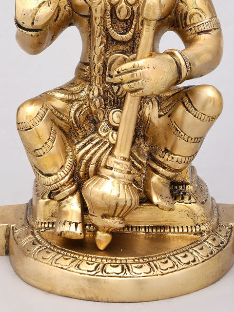 8" Sitting Lord Hanuman in Blessing Gesture | Brass Statue