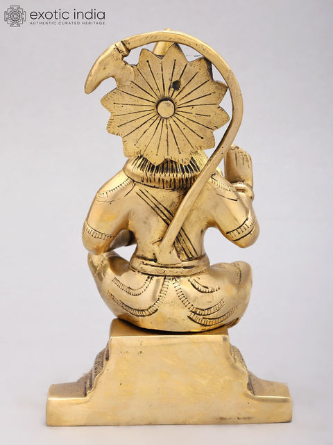 8" Sitting Lord Hanuman in Blessing Gesture | Brass Statue