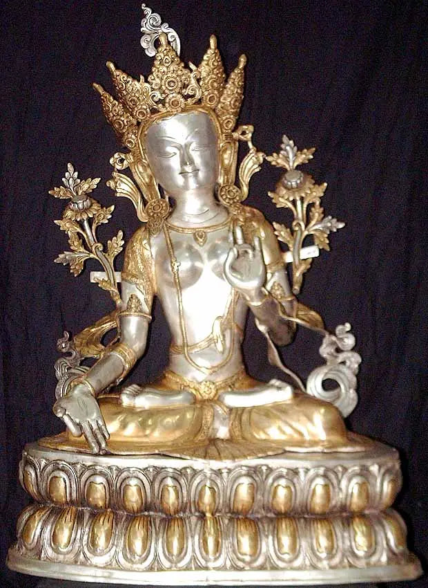 The Seven-Eyed White Tara Handmade Brass Statue