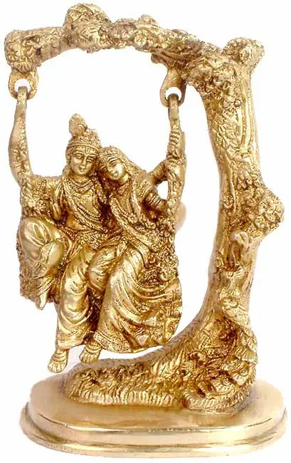Radha Krishna Brass Statue Handmade for Pooja Home Decor