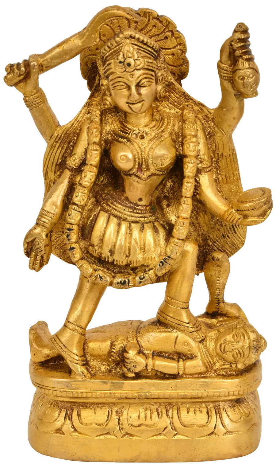 6" Goddess Kali Handmade Brass Sculpture for Home Pooja