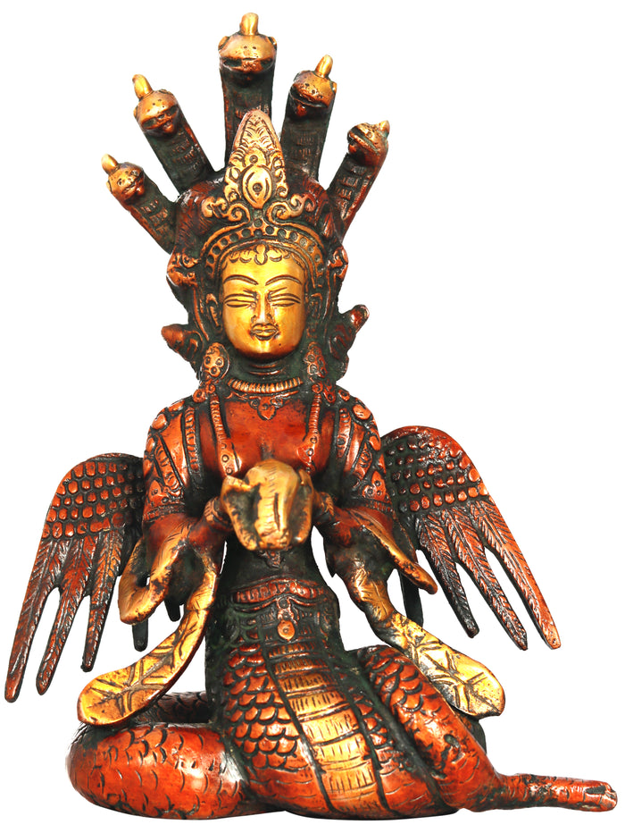 8" Naga Kanya Snake Woman Handmade Brass Statue