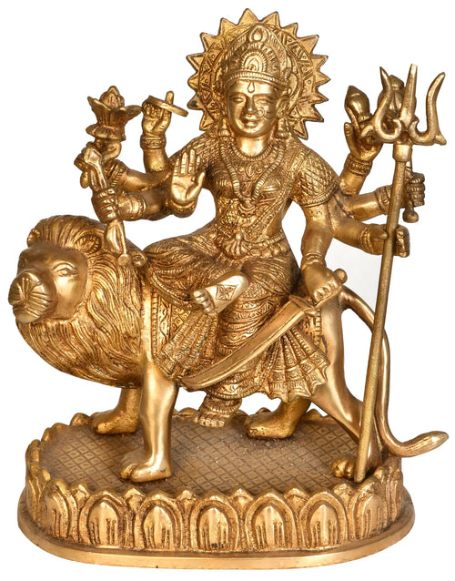 9" Goddess Durga Handmade Brass Statue for Pooja