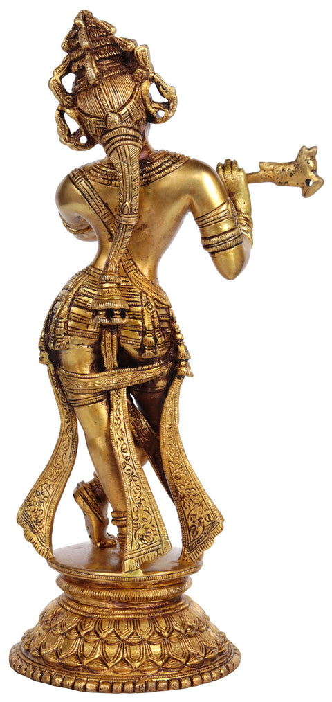 10" Lord Krishna with Choti In Brass | Handmade | Made In India