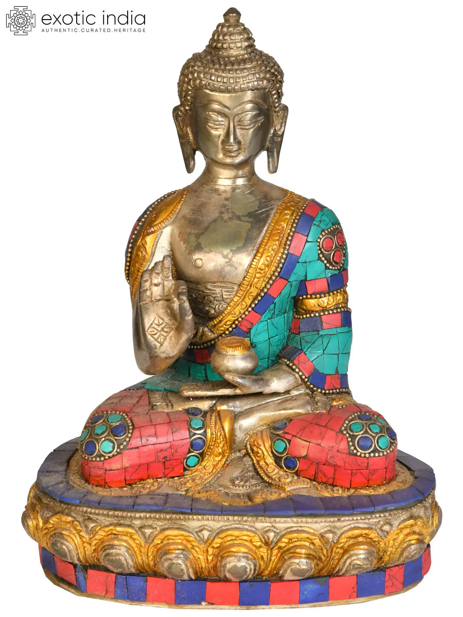 9" Tibetan Buddhist Buddha Vitark Mudra Brass Statue Handmade