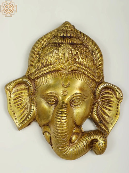 4" Small Lord Ganesha Brass Wall Hanging Mask
