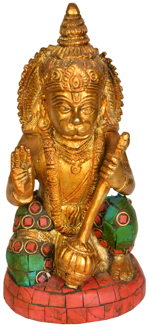 5" Handmade Lord Hanuman Brass Sculpture for Pooja