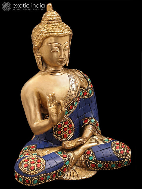 8" Tibetan Buddhist Blessing Buddha In Brass | Handmade | Made In India