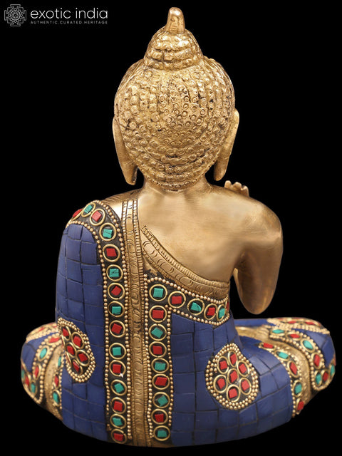 8" Tibetan Buddhist Blessing Buddha In Brass | Handmade | Made In India