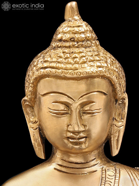 8" Tibetan Buddhist Blessing Buddha In Brass | Handmade | Made In India