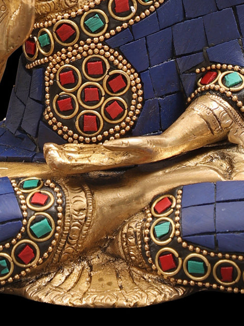 8" Tibetan Buddhist Blessing Buddha In Brass | Handmade | Made In India