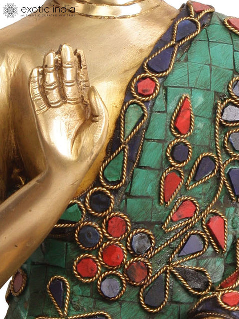 10" Lord Buddha in Abhaya Mudra (Tibetan Buddhist Deity) In Brass | Handmade | Made In India