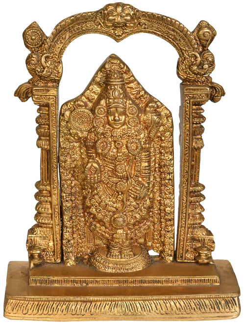 9" Lord Venkateshvara Balaji Brass Statue Handmade