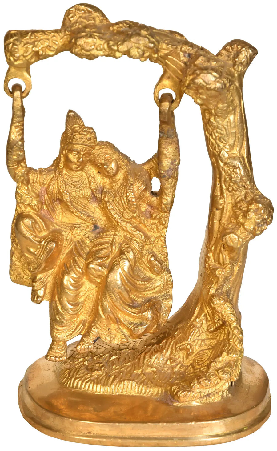6" Handmade Brass Radha Krishna on Swing Statue