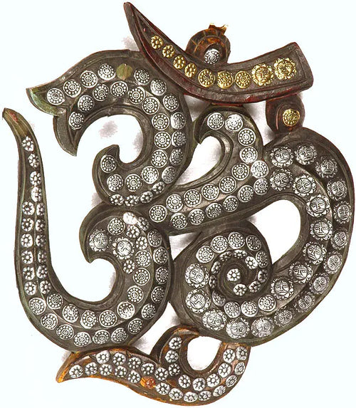 Wall Hanging Om (AUM) with Sun Figures Brass Sculpture
