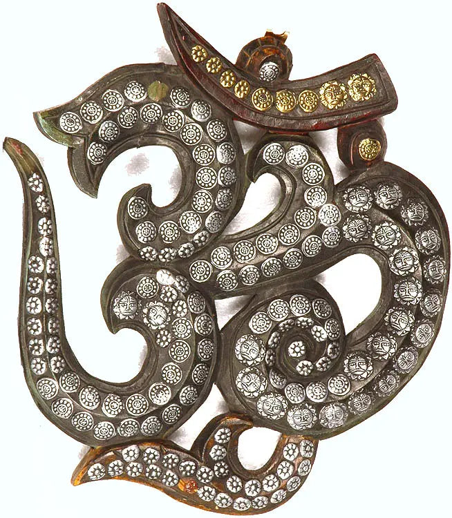 Wall Hanging Om (AUM) with Sun Figures Brass Sculpture