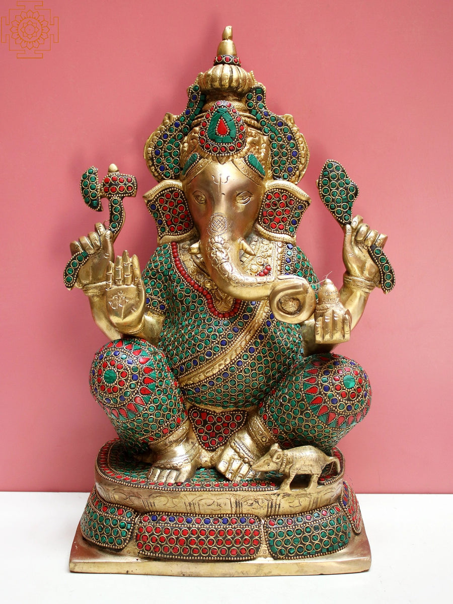 15" Brass Ganesha Statue for Pooja