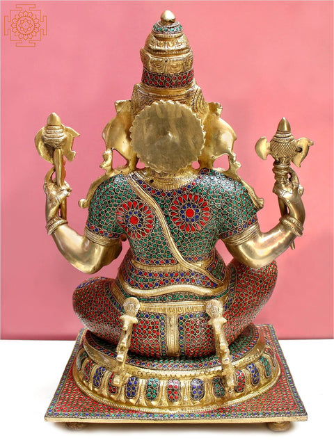 20" Lord Ganesha Seated on Pedestal