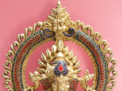 16" Lord Ganesha Seated on Kirtimukha Throne