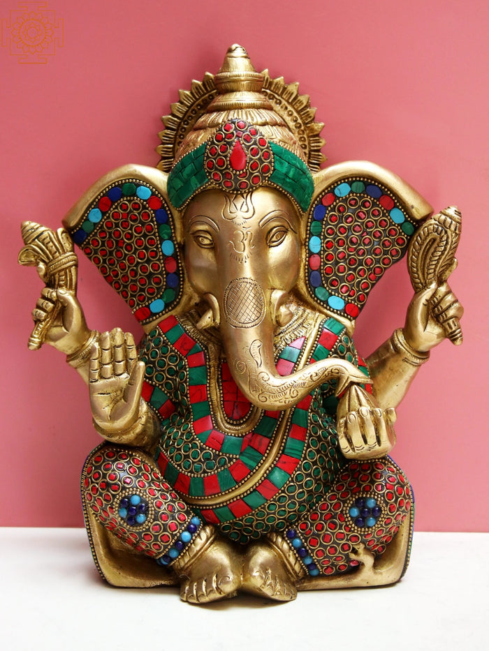 10" Handmade Brass Ganesha Statue for Pooja