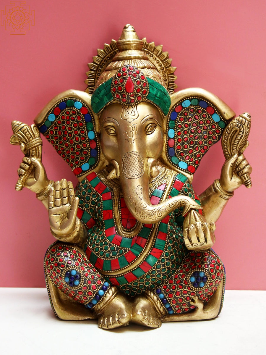 10" Handmade Brass Ganesha Statue for Pooja
