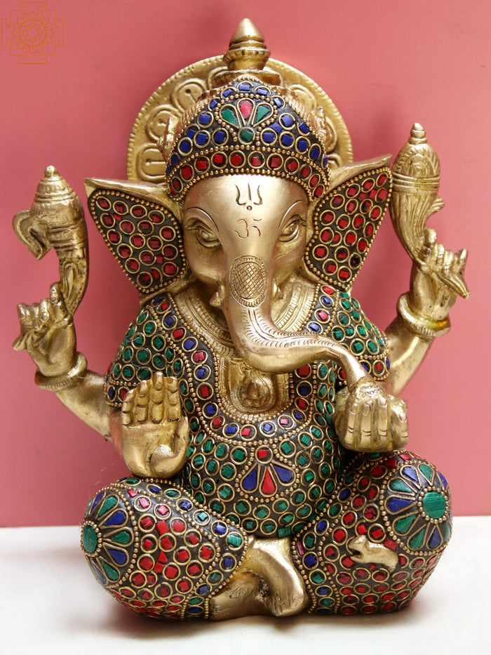 8" Brass Lord Ganesha Statue for Home Pooja