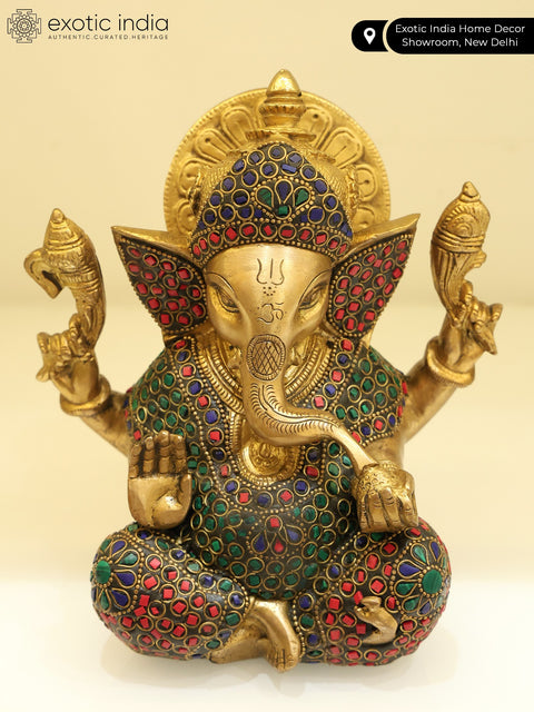 8" Brass Lord Ganesha Statue