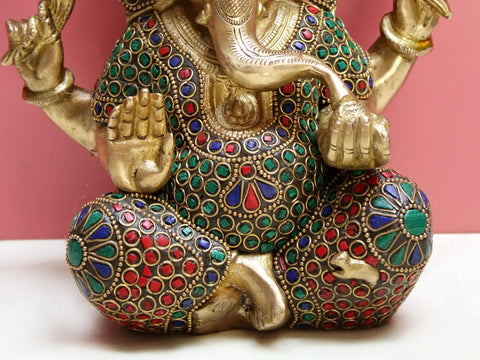 8" Brass Lord Ganesha Statue