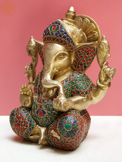 8" Brass Lord Ganesha Statue