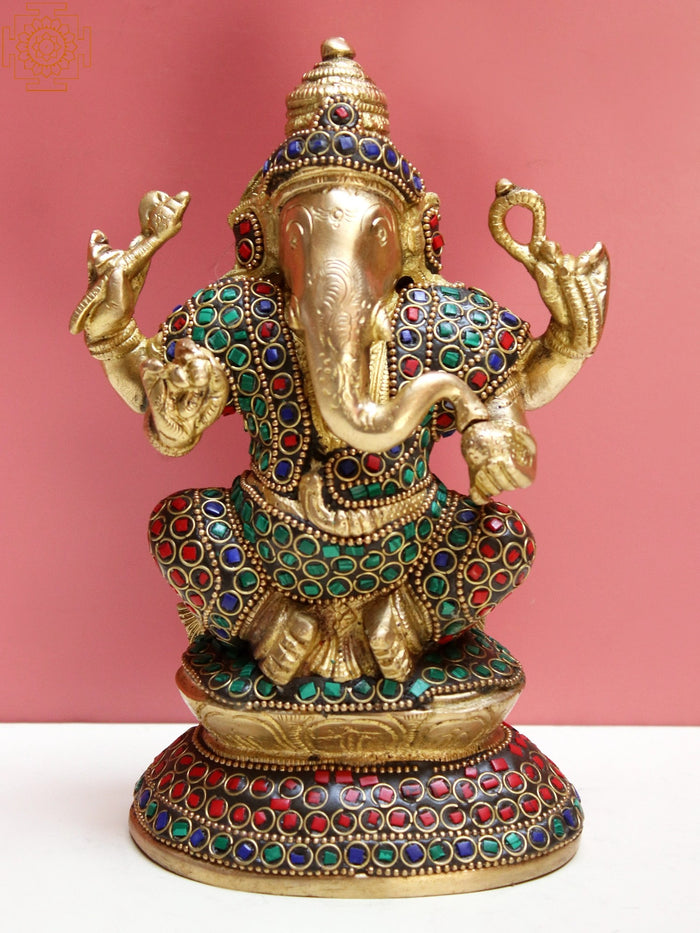 8" Brass Lord Ganesha Idol for Home Pooja
