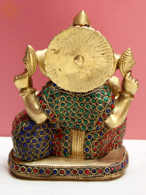 6" Brass Lord Ganesha with Pillow