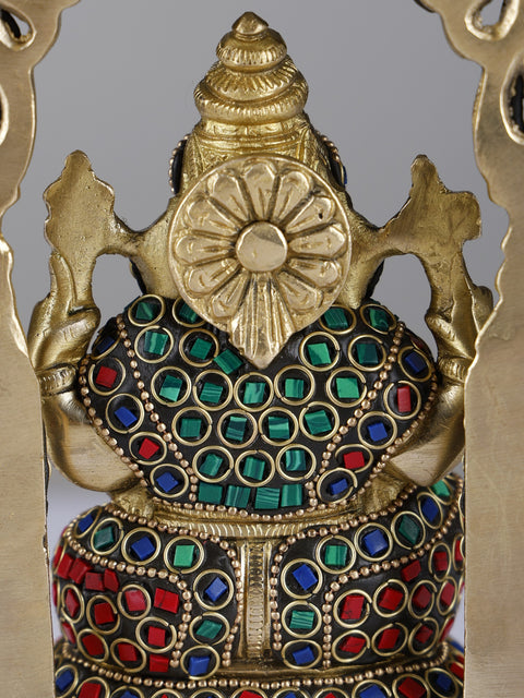 9" Brass Lord Ganesha with Inlay Work