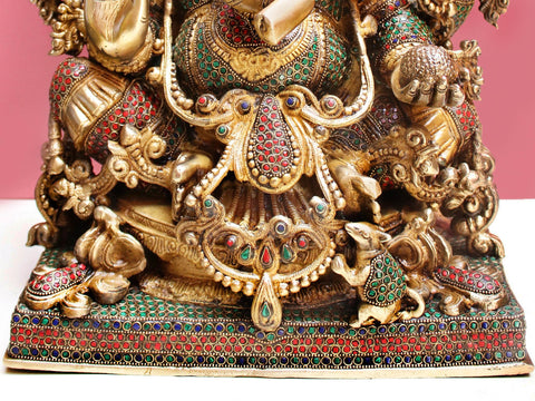 19" Brass Lord Seated Ganesha