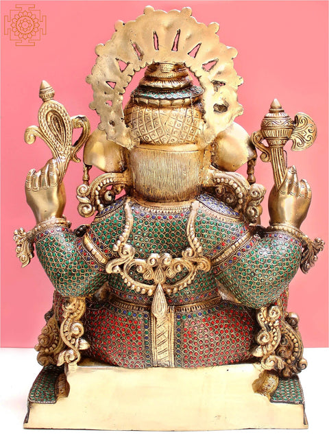 19" Brass Lord Seated Ganesha