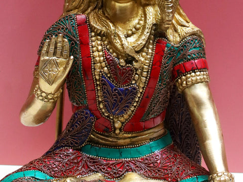 11" Brass Lord Shiva with Inlay Work