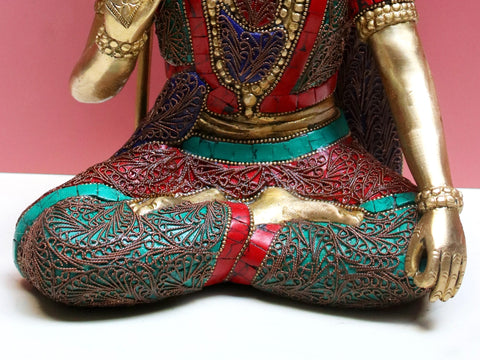 11" Brass Lord Shiva with Inlay Work