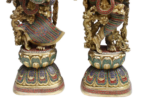 29" Brass Radha Krishna with inlay Work
