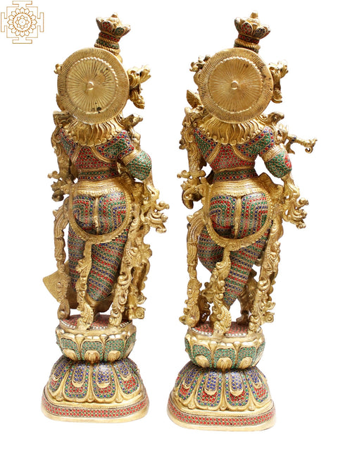 29" Brass Radha Krishna with inlay Work