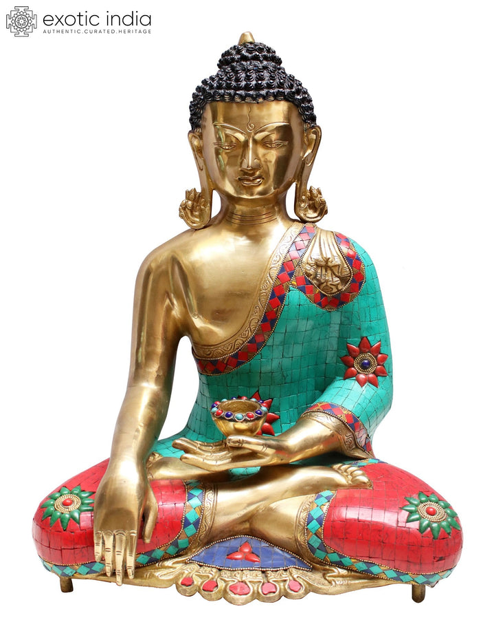 19" Brass Bhumisparsha Buddha Statue for Pooja