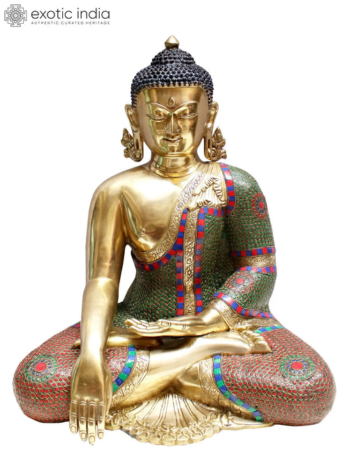 20" Brass Bhumisparsha Buddha Handmade Statue