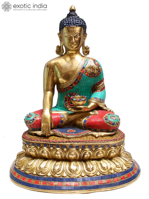 20" Brass Bhumisparsha Buddha Statue for Pooja